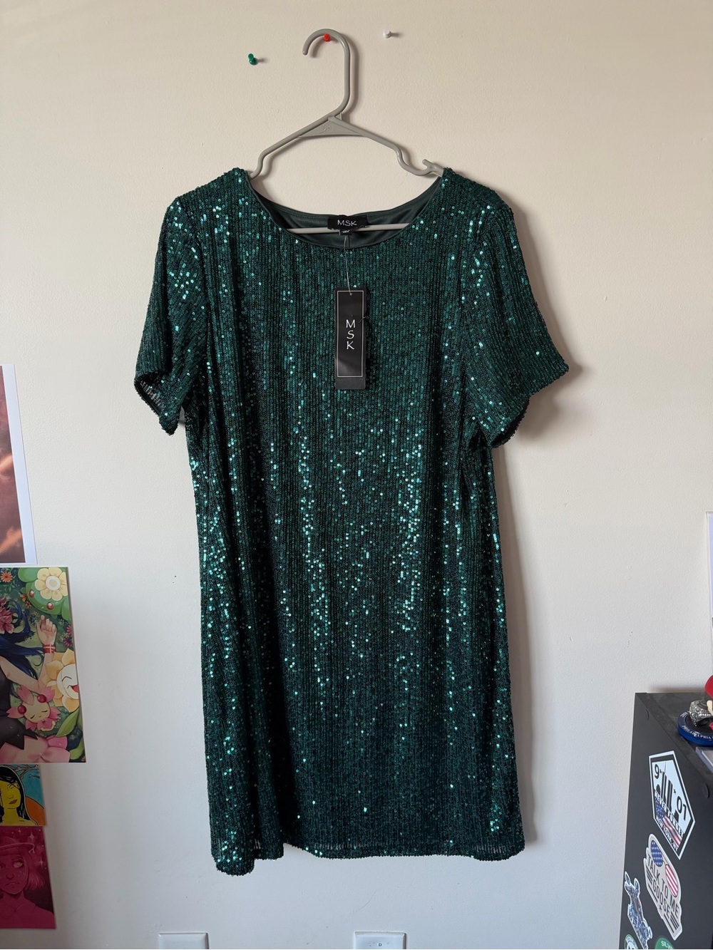 MSK Teal Green Sequin Mini Dress - Picture 2 of 8